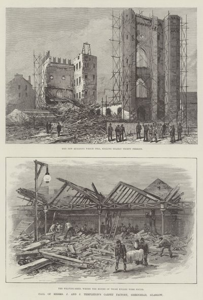 Queda de Messers J e J Templeton&39;s Carpet Factory, Greenhead, Glasgow de William Heysham Overend