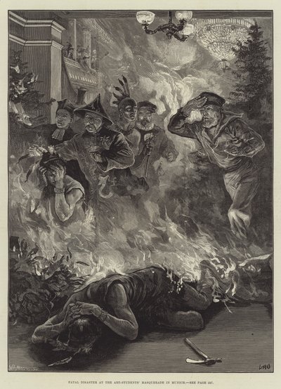 Desastre fatal no Masquerade de Arte-Estudantes em Munique de William Heysham Overend