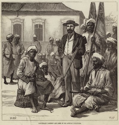Tenente Cameron e alguns de seus seguidores africanos de William Heysham Overend