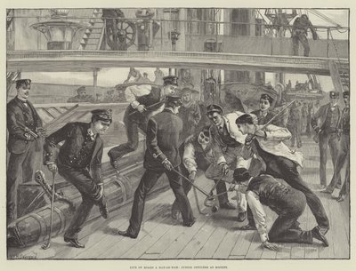 A vida a bordo de um homem-de-guerra, oficiais juniores no hóquei de William Heysham Overend