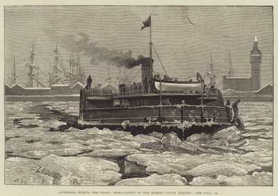 Liverpool durante o gelo, dificuldades do tráfego de Ferry Mersey de William Heysham Overend