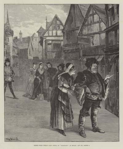 Cena da Nova Ópera de Falstaff de Verdi, em Milão, Ato III, Cena 1 de William Heysham Overend