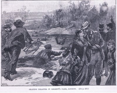 Desastre de patinação no Regents Park, Londres 1868 AD de William Heysham Overend