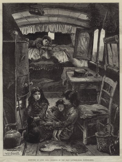 Esboços de vida cigana, Interior de Van perto de Latimer Road, Notting Hill de William Heysham Overend