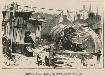 Esboços da Vida Cigana; Croqui, perto, latimer, estrada, notting hill de William Heysham Overend
