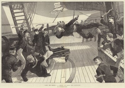 Sling o macaco! Um esboço a bordo do HMS Inconstant de William Heysham Overend