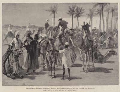 O avanço em direção a Dongola, artistas e correspondentes comprando camelos e burros de William Heysham Overend