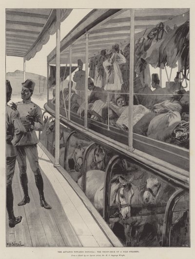 O avanço em direção a Dongola, o convés de tropas de um navio a vapor do Nilo de William Heysham Overend