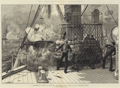 O Bombardeio de Alexandria, Explosão de uma Casca a Bordo HMS Alexandria, Escapada Estreita do Comandante de Cajado Hosken de William Heysham Overend