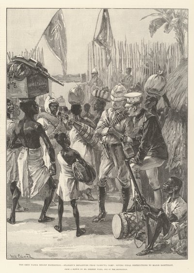 A Expedição de Socorro de Emin Pasha, Partida de Stanley do Campo de Yambuya, dando Instruções Finais ao Major Barttelot de William Heysham Overend
