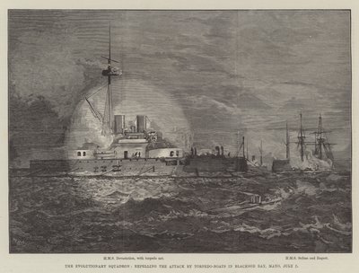 O Esquadrão Evolucionário, repelindo o Ataque por Torpedeiros na Baía de Blacksod, Mayo, 7 de julho de William Heysham Overend