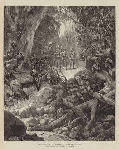 A luta em Burmah, Dacoits em emboscada de William Heysham Overend