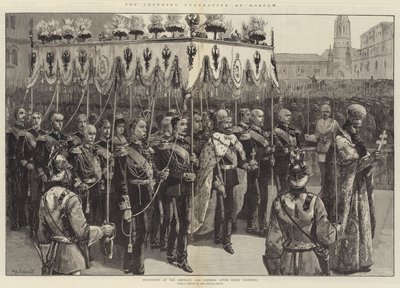 A coroação imperial em Moscou, procissão do Imperador e Imperatriz depois de ser coroado de William Heysham Overend