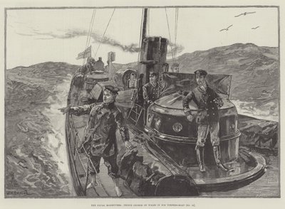 As manobras navais, Prince George of Wales em seu Torpedo-Boat (n. 79) de William Heysham Overend