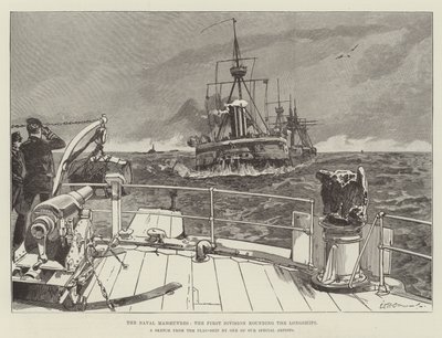 As manobras navais, a primeira divisão que arredonda os Longships de William Heysham Overend
