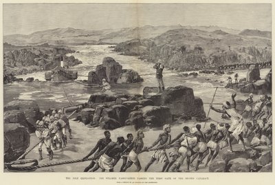 A Expedição do Nilo, o Navio Nassif-Kheir passando o Primeiro Portão da Segunda Catarata de William Heysham Overend