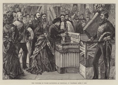 A Princesa de Gales lançando um Ironclad, em Chatham, 7 de abril de 1875 de William Heysham Overend
