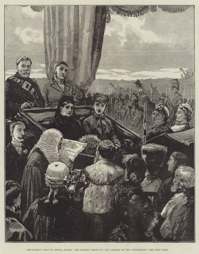 Visita da Rainha à Floresta de Epping, Sua Majestade recebendo o Discurso da Corporação de William Heysham Overend