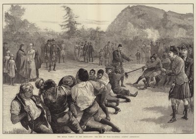A Família Real nas Terras Altas, o Cabo de Guerra-Balmoral contra Abergeldie de William Heysham Overend