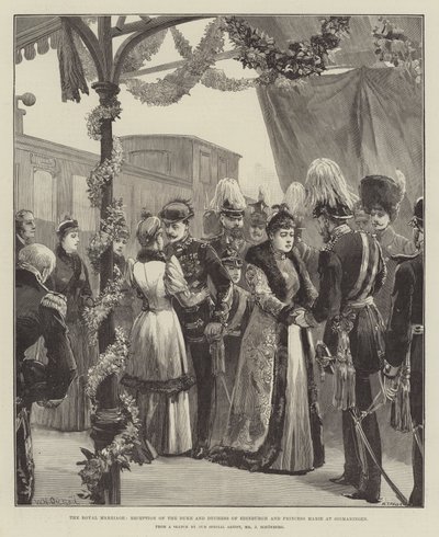 O casamento real, a recepção do duque e da duquesa de Edimburgo e a princesa Marie em Sigmaringen de William Heysham Overend