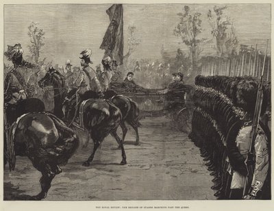 The Royal Review, a Brigada de Guardas marchando além da rainha de William Heysham Overend
