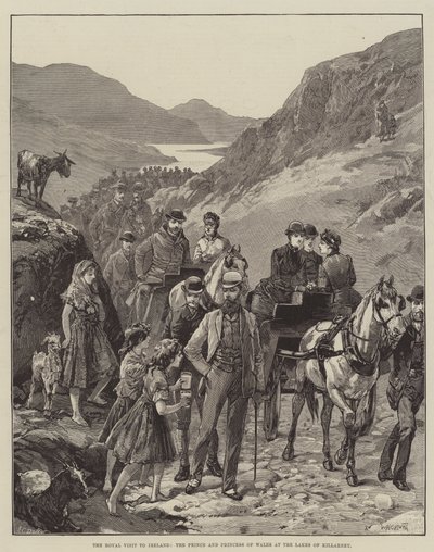 A visita real à Irlanda, o príncipe e a princesa de Gales, nos lagos de Killarney de William Heysham Overend