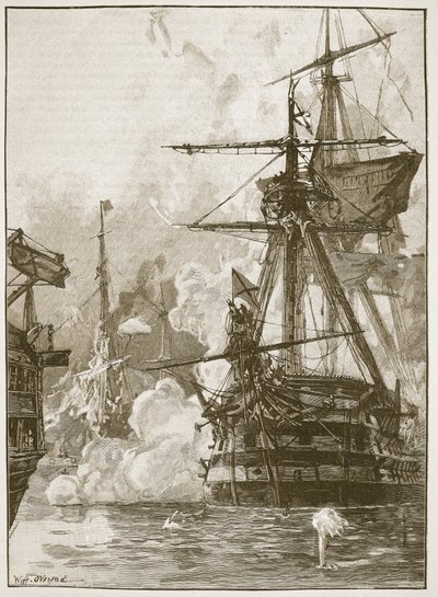 O ataque russo em Sinope, ilustração de &39;História Ilustrada de Cassell da Inglaterra&39; (foto sépia) de William Heysham Overend