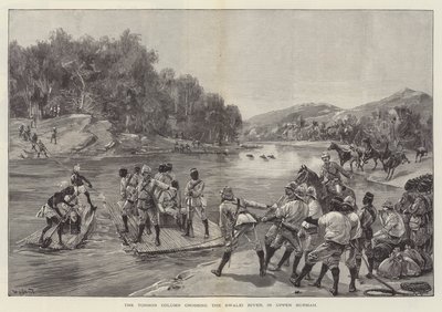 A coluna Tonhon cruzando o rio Swalei, na Alta Burmah de William Heysham Overend