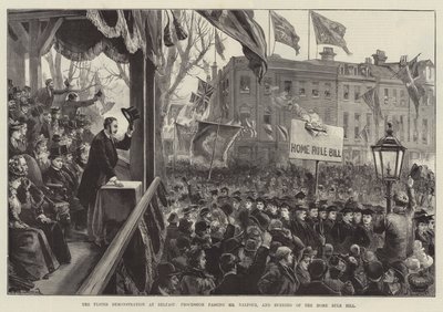 A Demonstração do Ulster em Belfast, a procissão passando por Balfour e a queima da Lei de Regra Inicial de William Heysham Overend