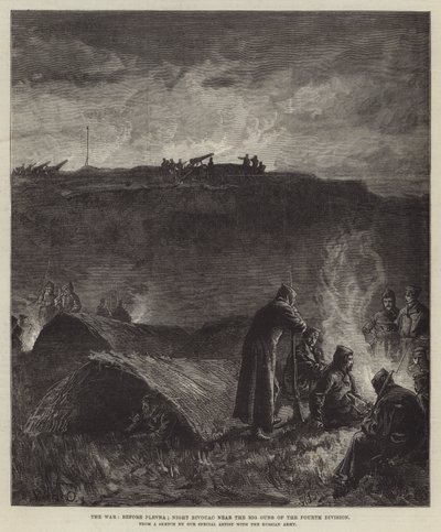 A guerra, antes de Plevna; Bivouac Noturno perto das Grandes Armas da Quarta Divisão de William Heysham Overend