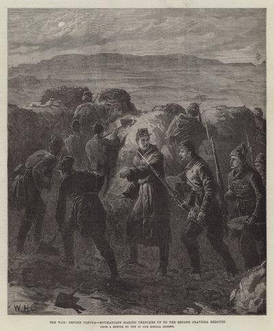 A guerra, antes de Plevna, os romenos fazendo trincheiras até o segundo reduto gravitza de William Heysham Overend