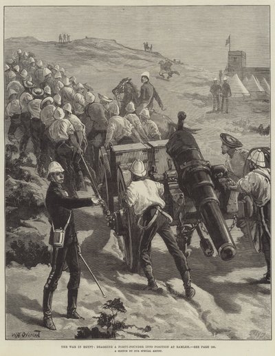 A guerra no Egito, arrastando em Forty-Pounder em posição em Ramleh de William Heysham Overend