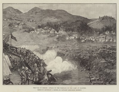 A guerra em Sikkim, ataque pelos tibetanos no acampamento em Gnatong de William Heysham Overend