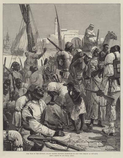 A Guerra no Sudão, Tropas Negras deixando Massowah para se juntar às Forças em Souakim de William Heysham Overend