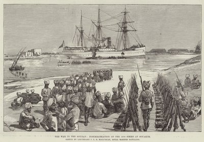 A Guerra no Sudão, Desembarque dos 15 Sikhs em Souakim de William Heysham Overend