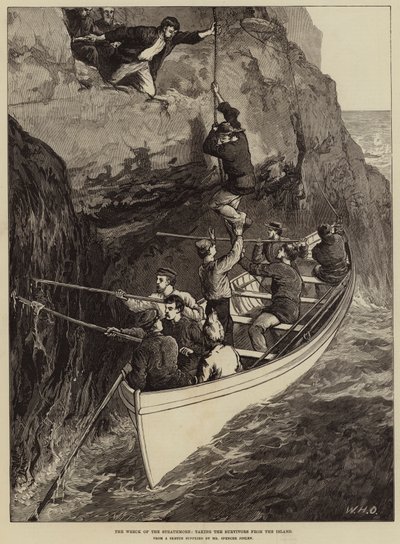 O naufrágio do Strathmore, levando os sobreviventes da ilha de William Heysham Overend