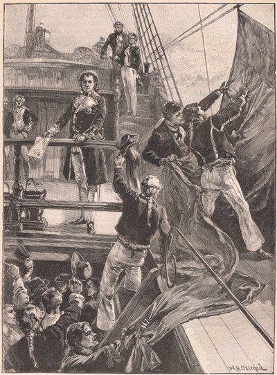 O motim em Spithead: descendo a bandeira vermelha em 1797 de William Heysham Overend