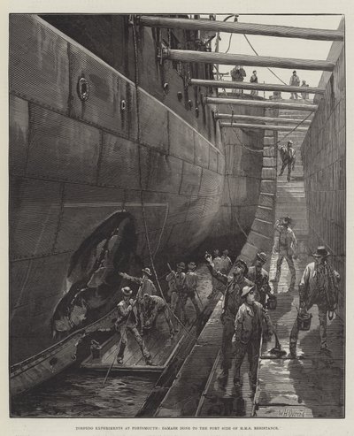 Experiências de Torpedo em Portsmouth, Danos causados ao Lado Portuário da Resistência HMS de William Heysham Overend