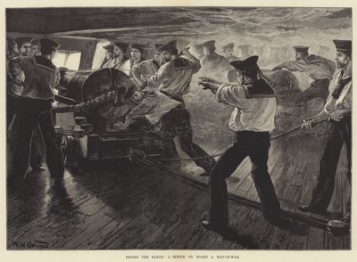 Tentando o alcance, um esboço a bordo de um homem-de-guerra de William Heysham Overend