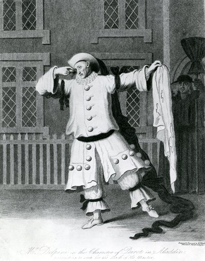Sr. Delphini no personagem de Pierot em Aladdin, 1780-1790 de William Hincks