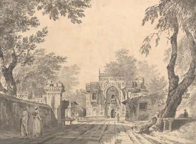 Vista de uma mesquita em Chunar Gur [Chunargarh] de William Hodges