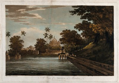 Vista de uma mesquita, em Mounheer de William Hodges
