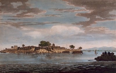 Vista do Forte de Mongheer, nas margens do rio Ganges de William Hodges
