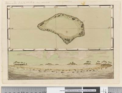 Página 25b/a Mapa e perfil da Ilha Palmerston de William Hodges