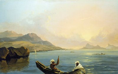 Tahiti: vista da província de Oparree, da ilha de Otaheite e de parte da ilha de Moorea de William Hodges