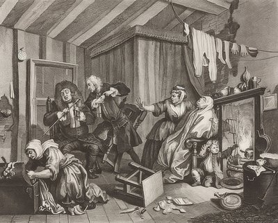 Progresso de uma prostituta. Folha 5: Morte. 1732 de William Hogarth