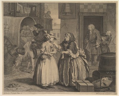 A Ascensão de uma Prostituta, Gravura 1 de William Hogarth