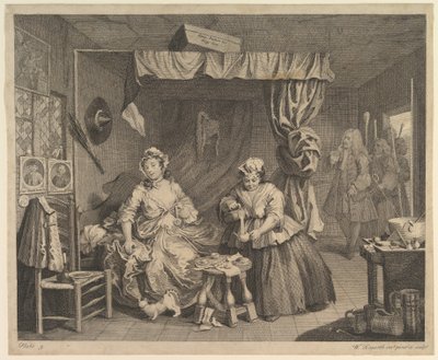 Um progresso das prostitutas, placa 3, antes de abril de 1732. de William Hogarth