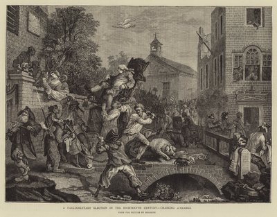 Eleição Parlamentar no século XVIII, presidindo um Membro de William Hogarth