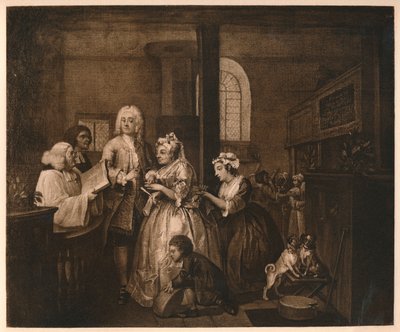 A Rakes Progress - 5: Ele se casa, 1733. de William Hogarth